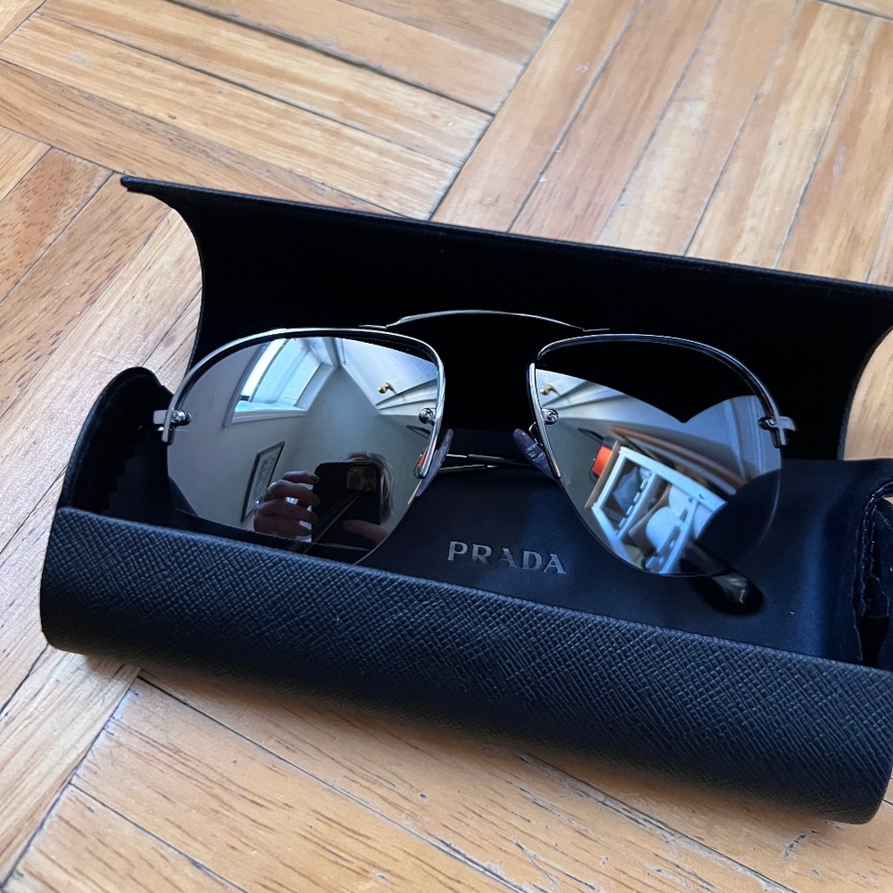 Prada Women's Brow Bar Sunglasses, Gunmetal/Grey Silver, One Size